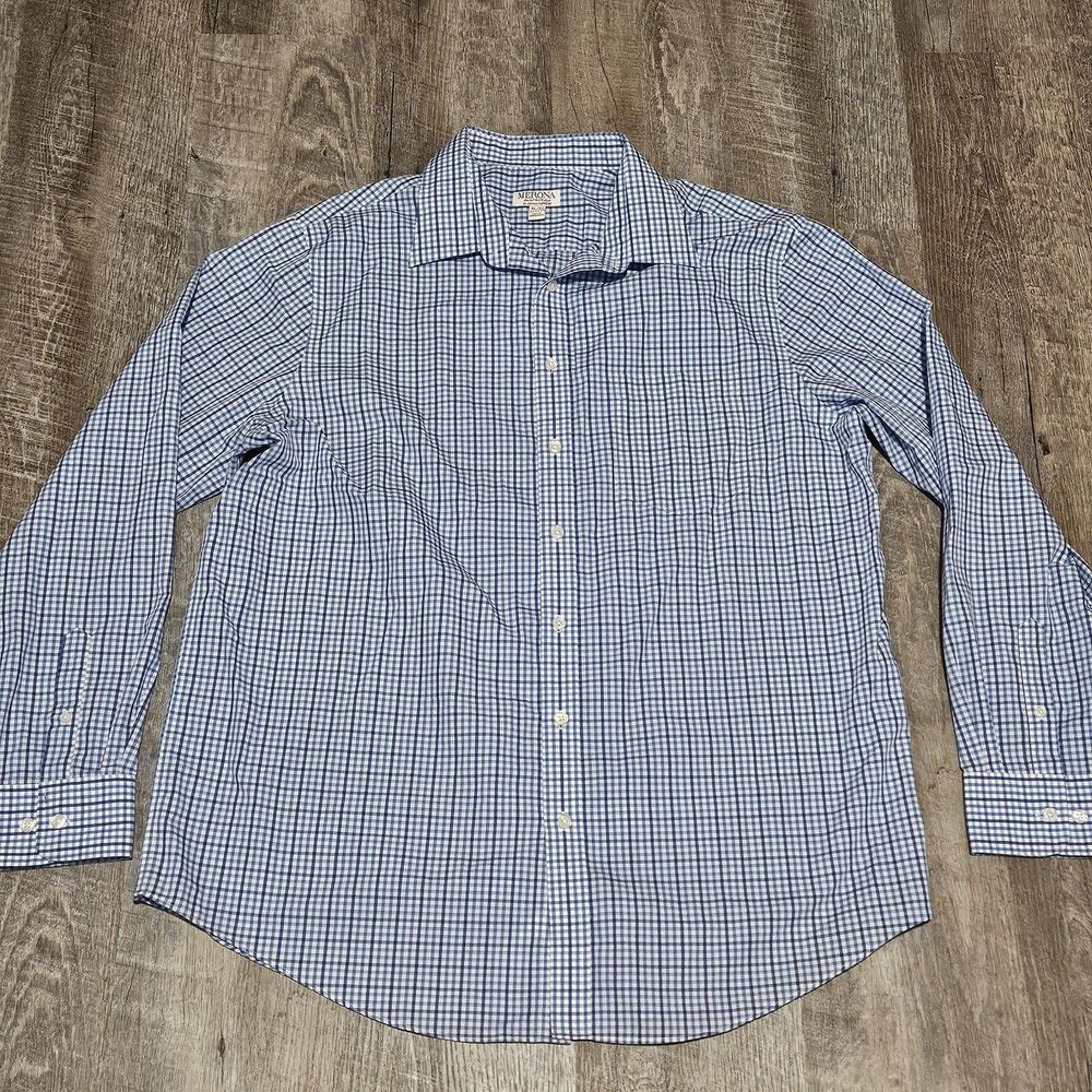 Merona The Ultimate Men's Checkered Long Sleeve Button Down Shirt Size XL